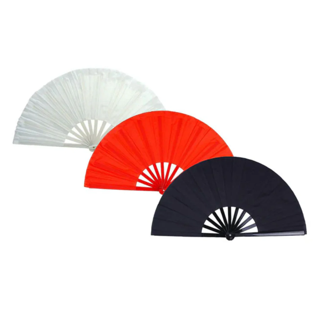 Solid Color Nylon Fabric Fan (White, Red, or Black)