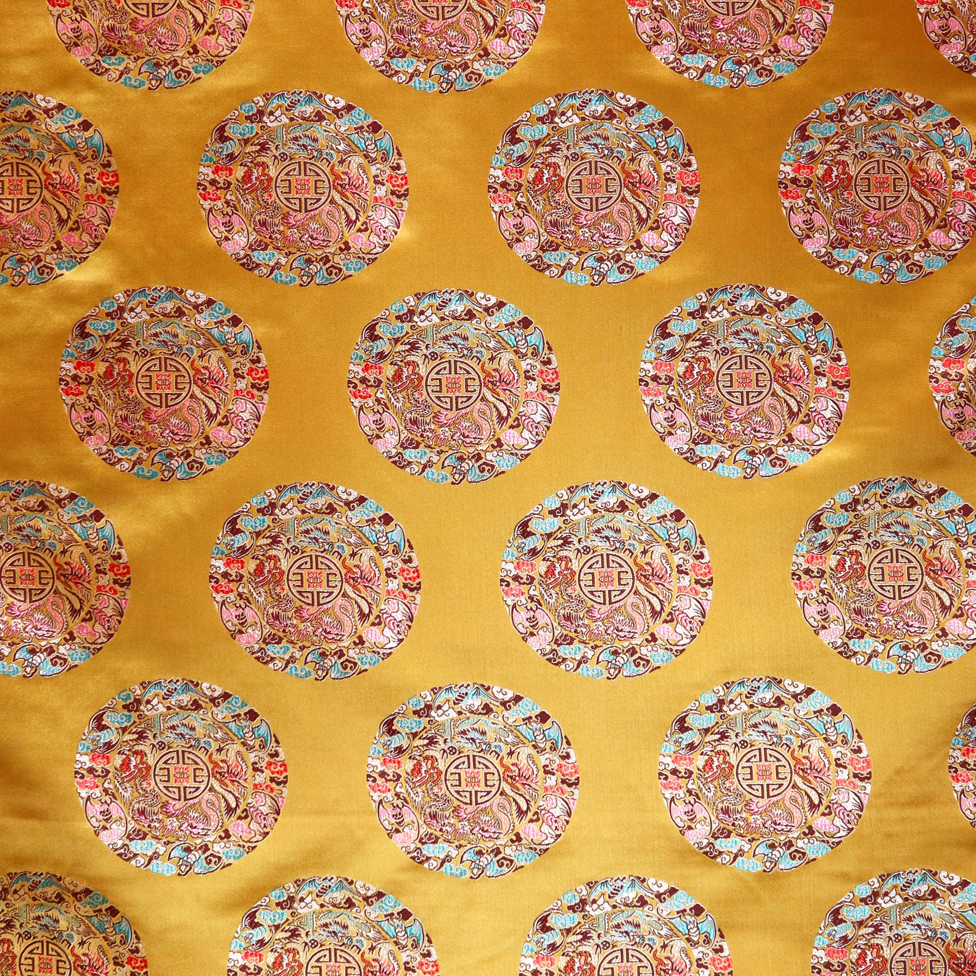 Bat Medallion Brocade Fabric - Gold