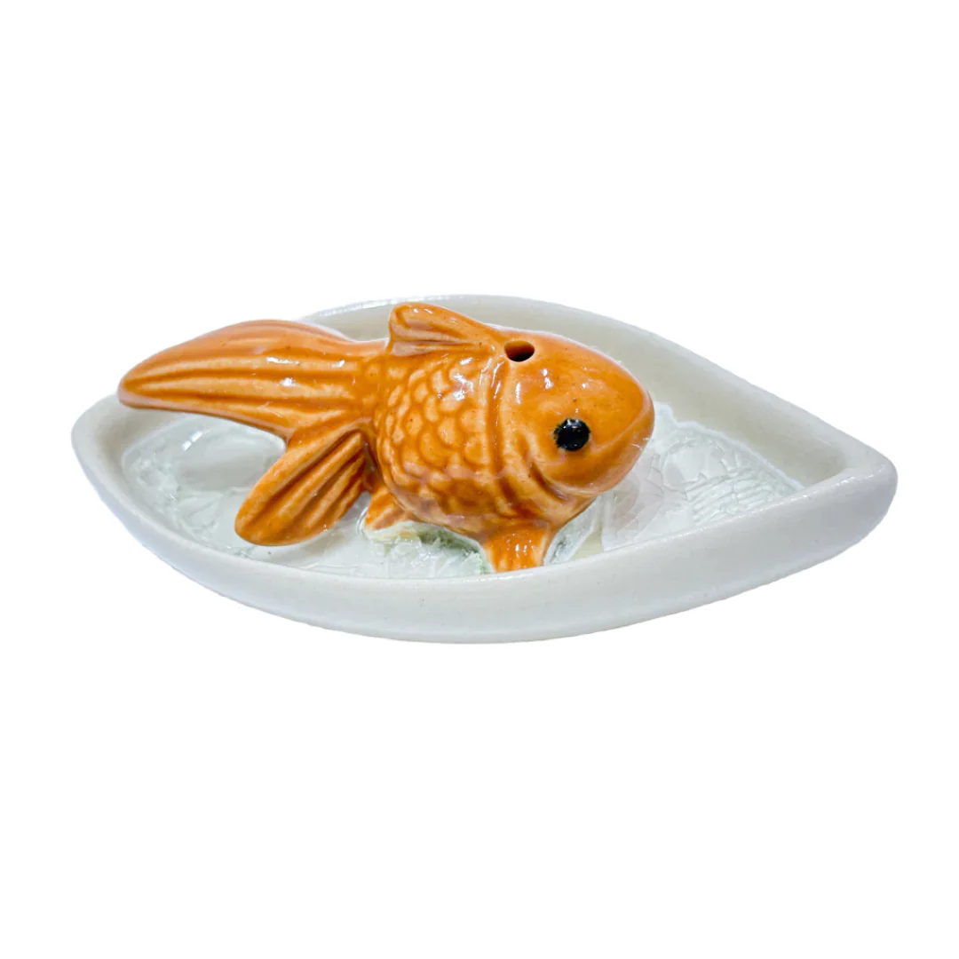 Ceramic Goldfish Incense Holder and Ash Catcher