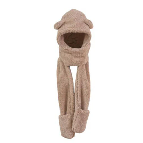 Furry Hood Scarf - Brown - Image 2