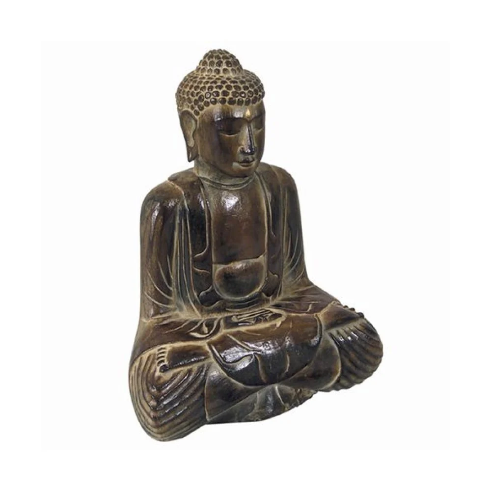 Hand Carved Wooden Meditating Buddha Figurine