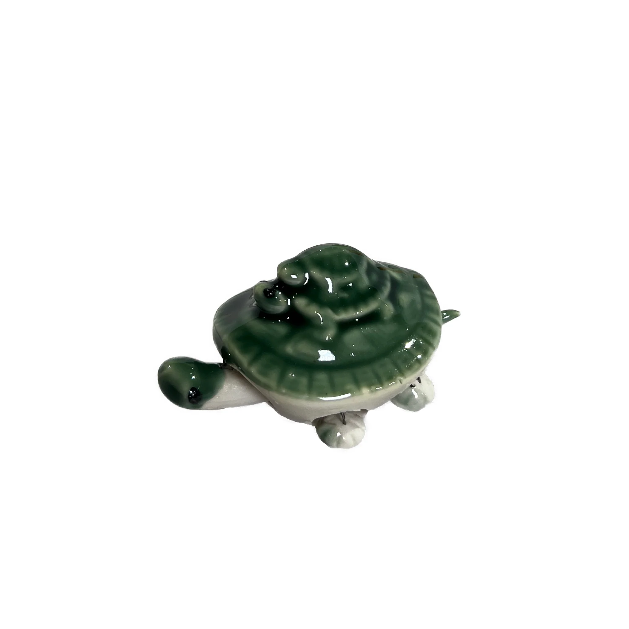 Small Green Swimming Ceramic Turtle - 2 Inches