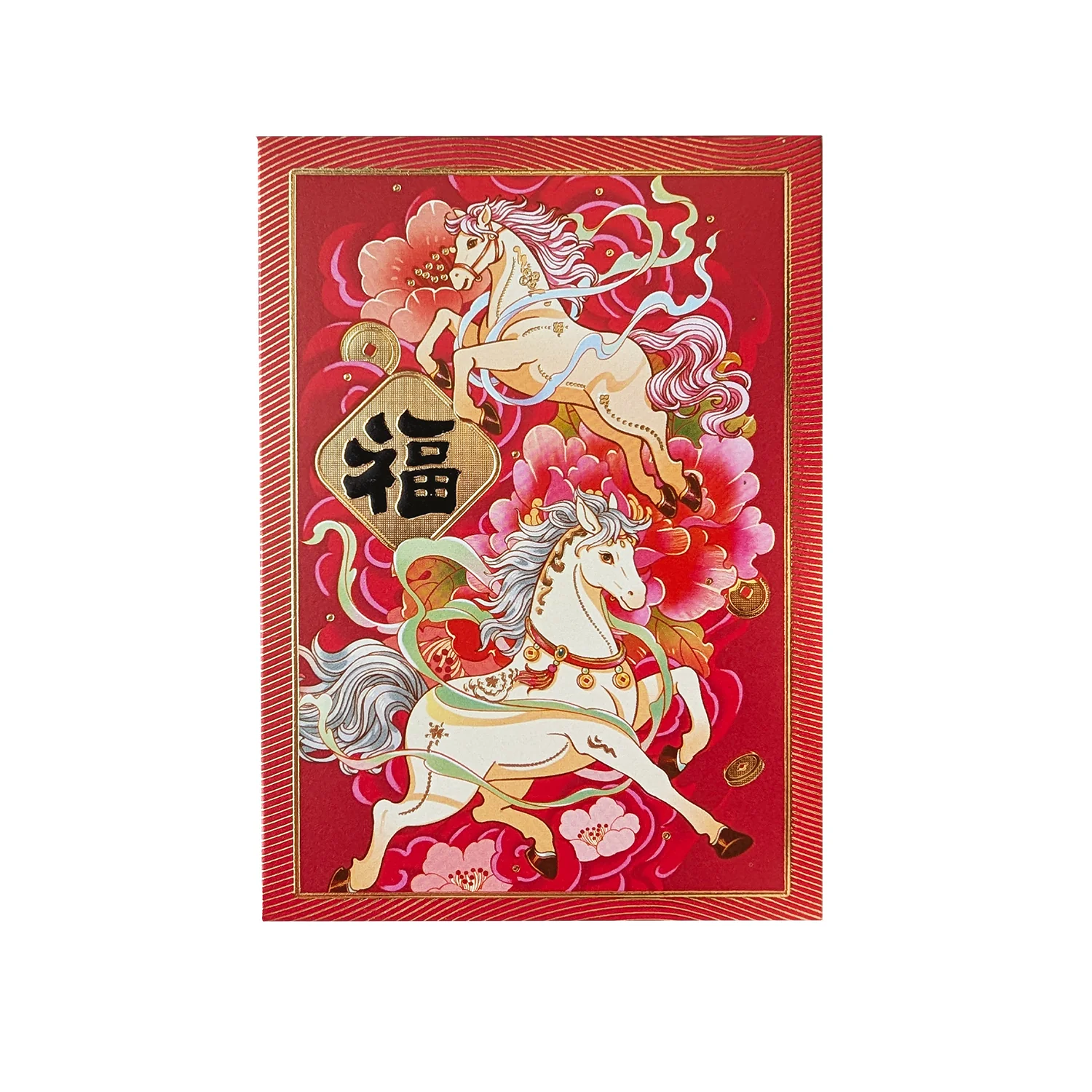 Medium Red Envelopes - Horses and Flowers (6-Pack)