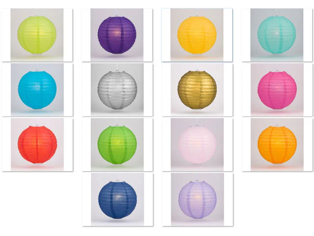 Wire Frame Spherical Paper Lantern (Color Group 3)